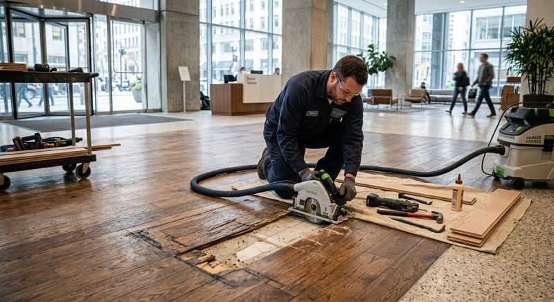 Our team working on Wood Floor Service projects in Youngstown, OH