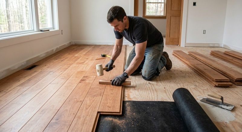 Cherry Floor Installation in Vienna, OH